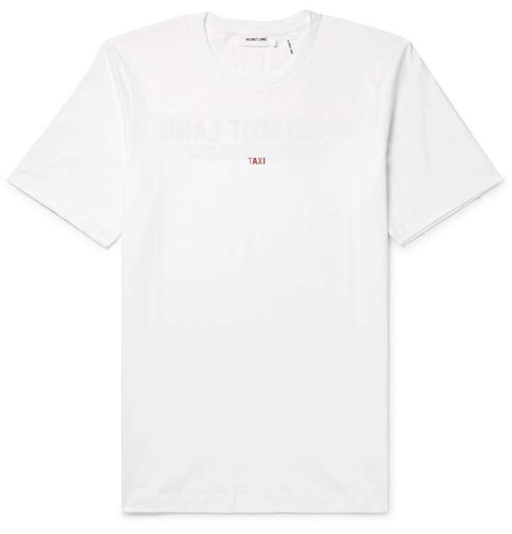 Photo: Helmut Lang - Taxi Paris Logo-Print Cotton-Jersey T-Shirt - Men - White