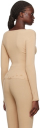 Rui Beige Cutout Long Sleeve T-Shirt