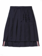 Thom Browne - Pleated Striped Wool Skirt - Blue