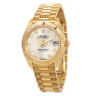 Rolex Lady Datejust Silver Diamond Dial Automatic 18 Carat Yellow Gold President Watch 279178