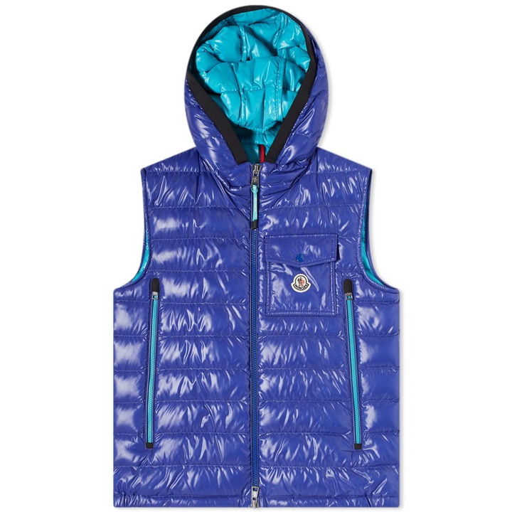 Photo: Moncler Men's Ragot Hooded Gilet in Mid Blue