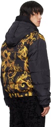 Versace Jeans Couture Black Watercolor Couture Down Jacket