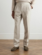 Stòffa - Straight-Leg Pleated Cashmere Suit Trousers - Neutrals