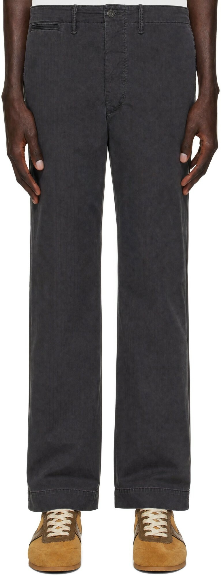 RRL Gray Herringbone Cotton Trousers
