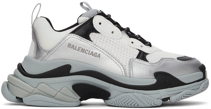 Photo: Balenciaga White & Silver Triple S Sneakers