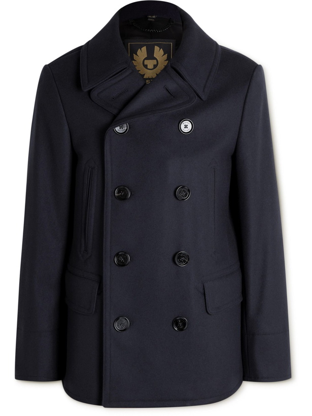 Photo: Belstaff - Double-Breasted Virgin Wool-Blend Peacoat - Blue