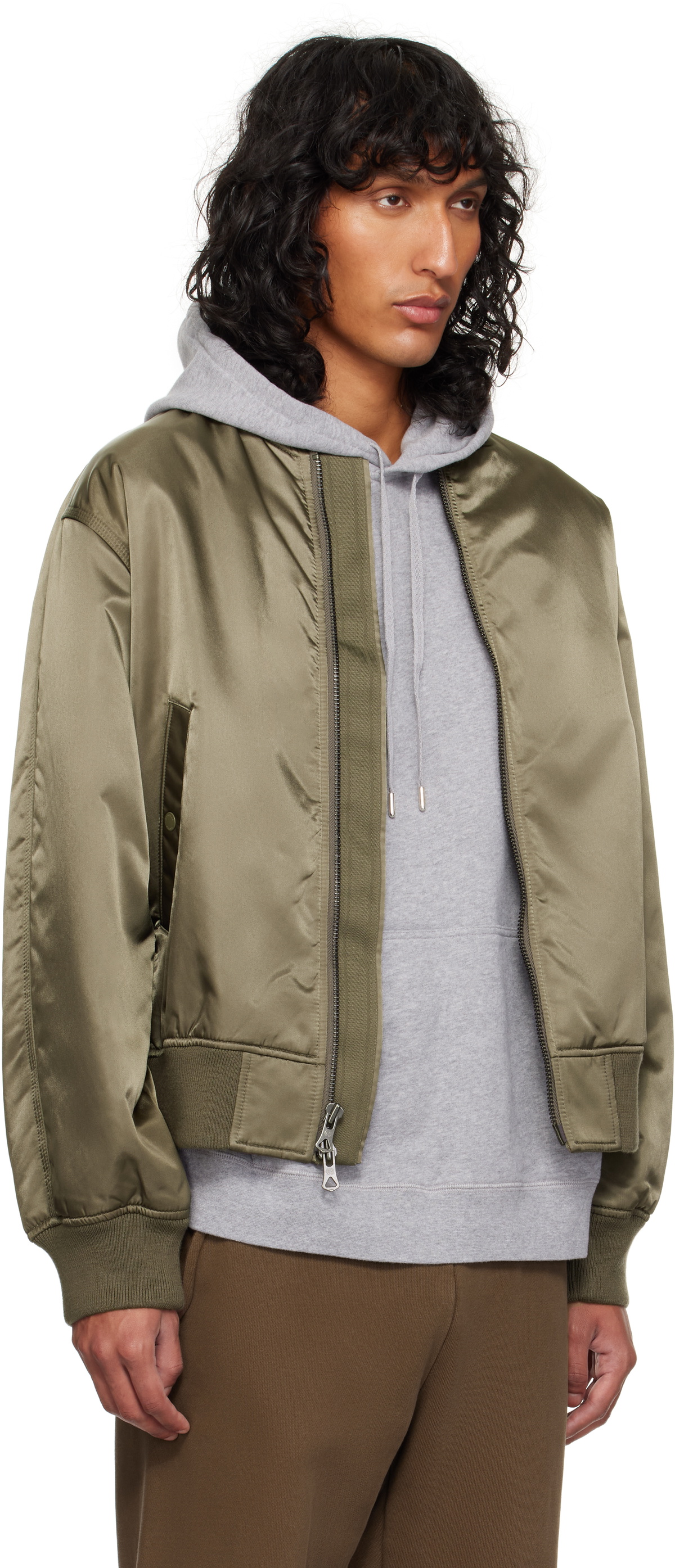 Reigning Champ Khaki Nylon Twill Crew Bomber Jacket