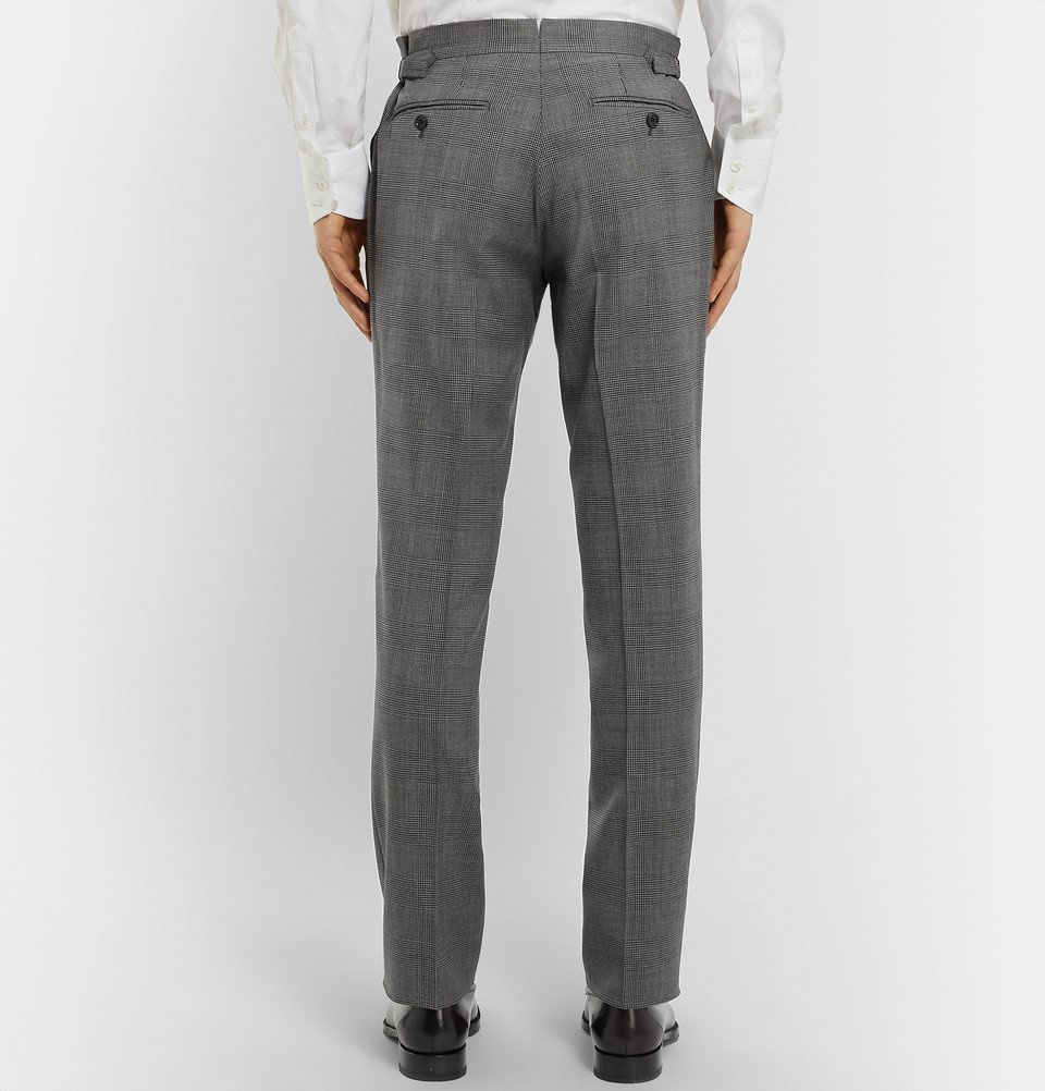 Men's Slim Fit Checked Stretch Wool Trousers