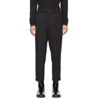 AMI Alexandre Mattiussi Black Wool Pleated Carrot Trousers