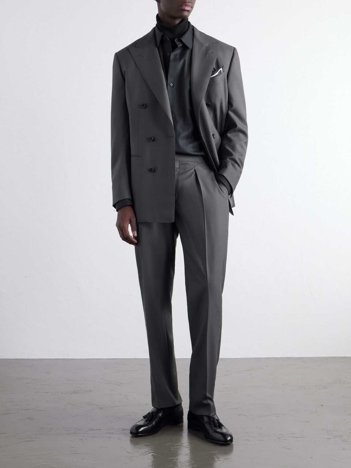 Thom Sweeney - Double-Breasted Wool-Twill Suit Jacket - Gray