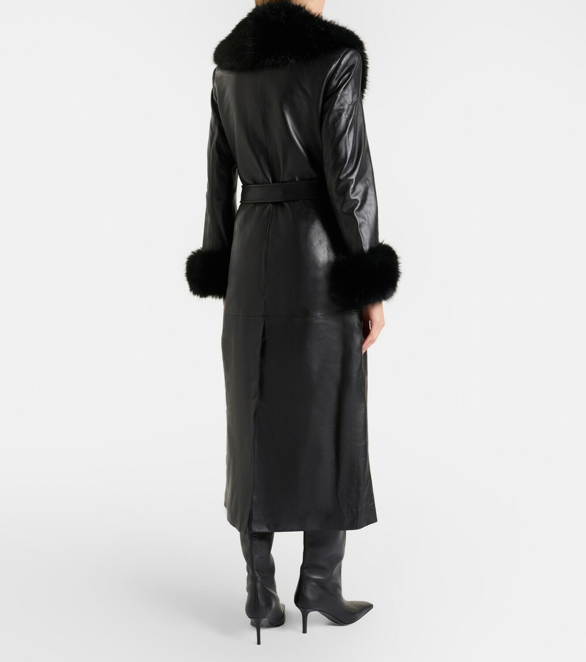 Self-Portrait Belted leather coat