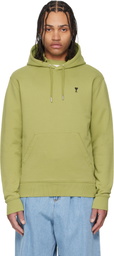 AMI Paris Green Cotton Contrasted Ami de Coeur Hoodie