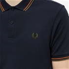 Fred Perry Authentic Men's Slim Fit Twin Tipped Polo Shirt in Navy/Nut Flake/Uniform Green