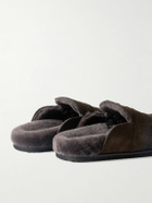 Mr P. - David Shearling-Lined Suede Slippers - Brown