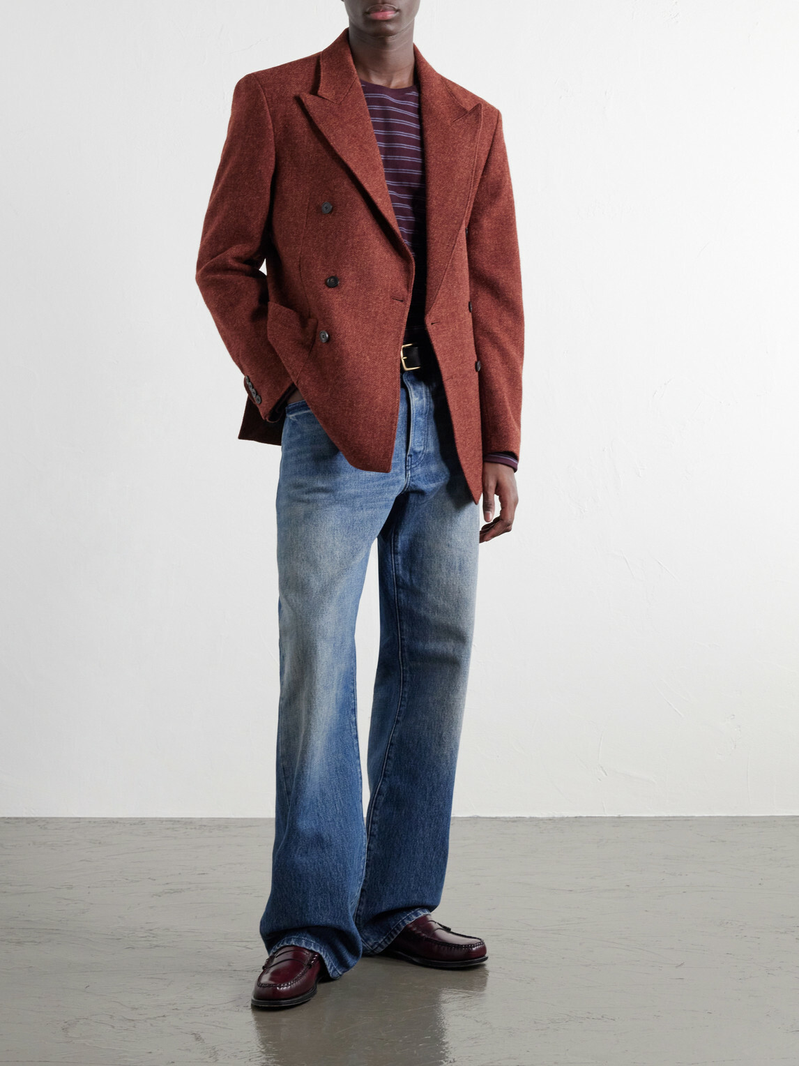 Portuguese Flannel - Double-Breasted Wool-Tweed Blazer - Red