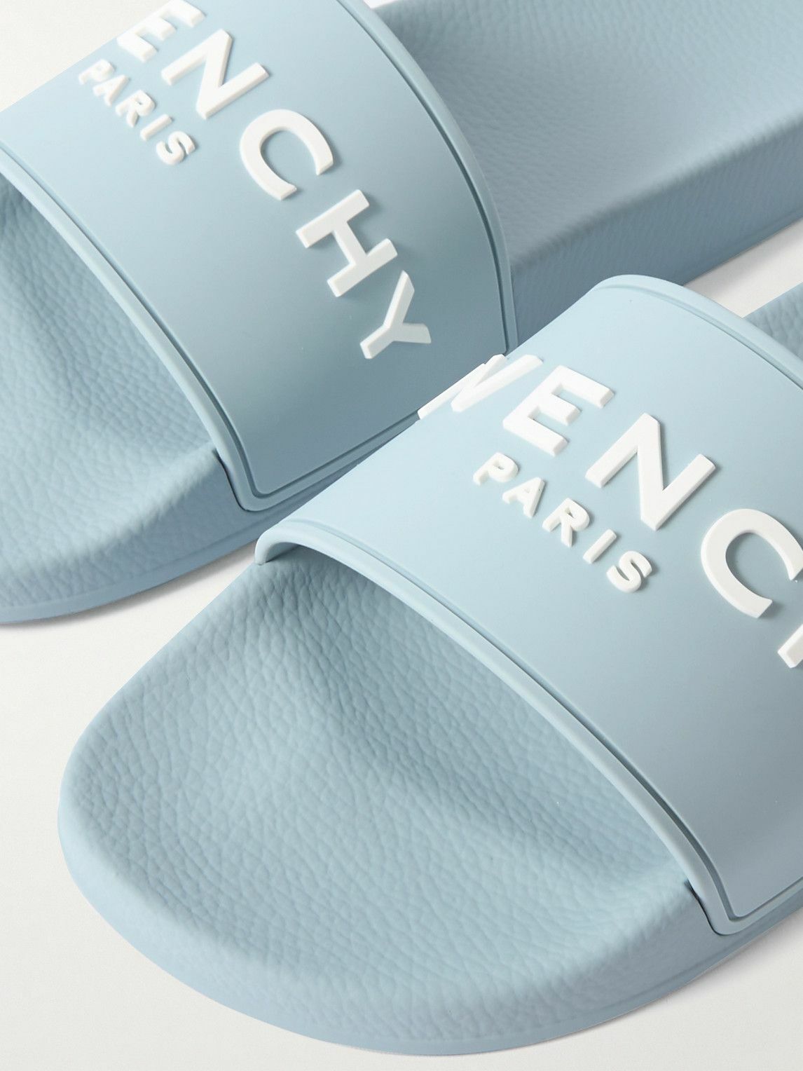 Givenchy Logo Embossed Rubber Slides Blue Givenchy