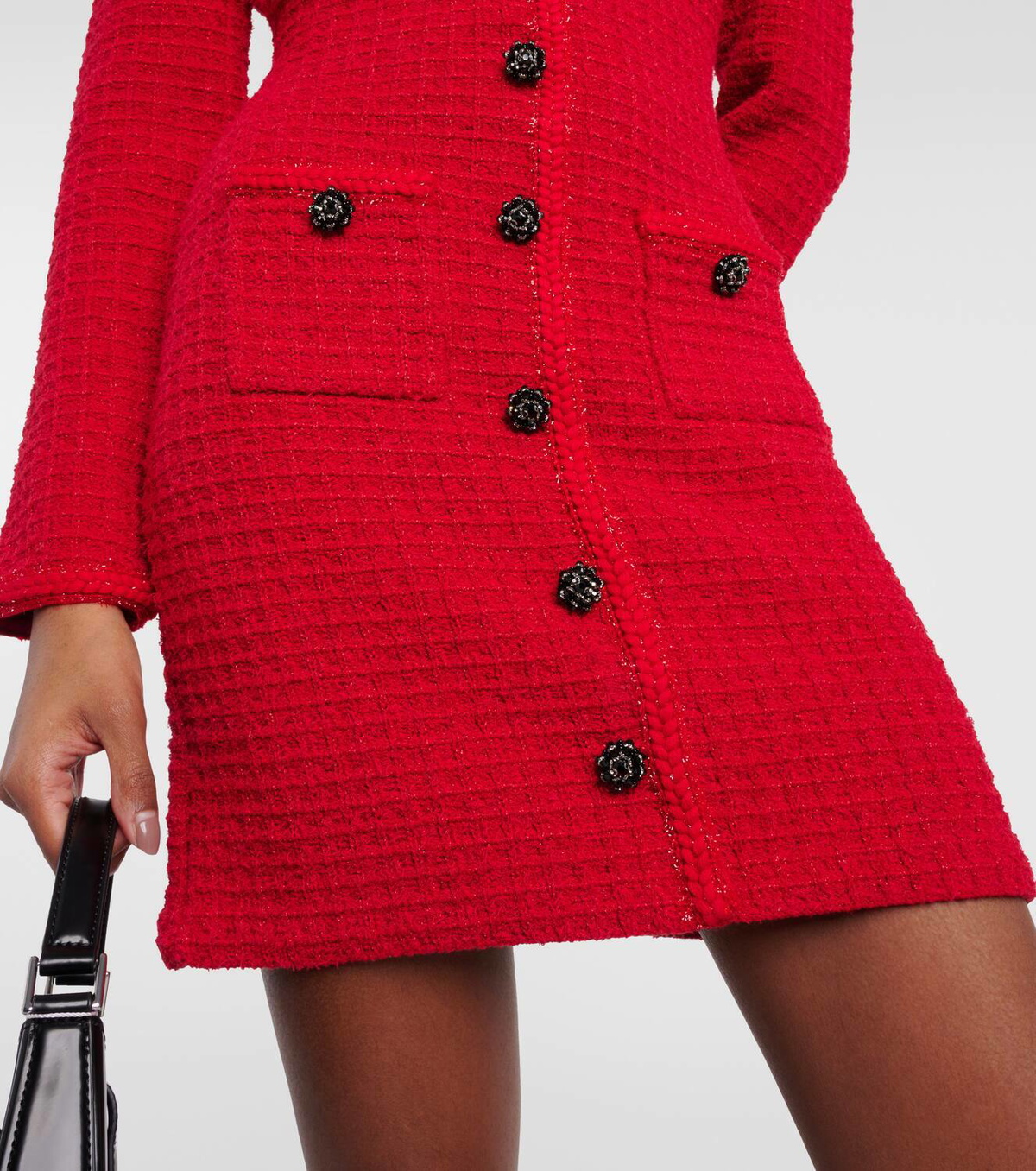 Self-Portrait 素敵 Red Knit Bow ミニドレス Red Knit Bow Mini Dress – self-portrait-US
