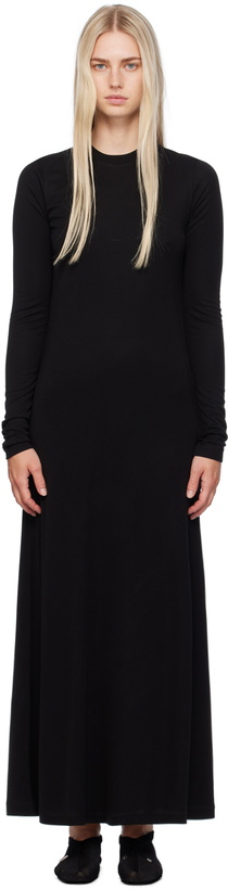 Photo: TOTEME Black Long-Sleeve Maxi Dress