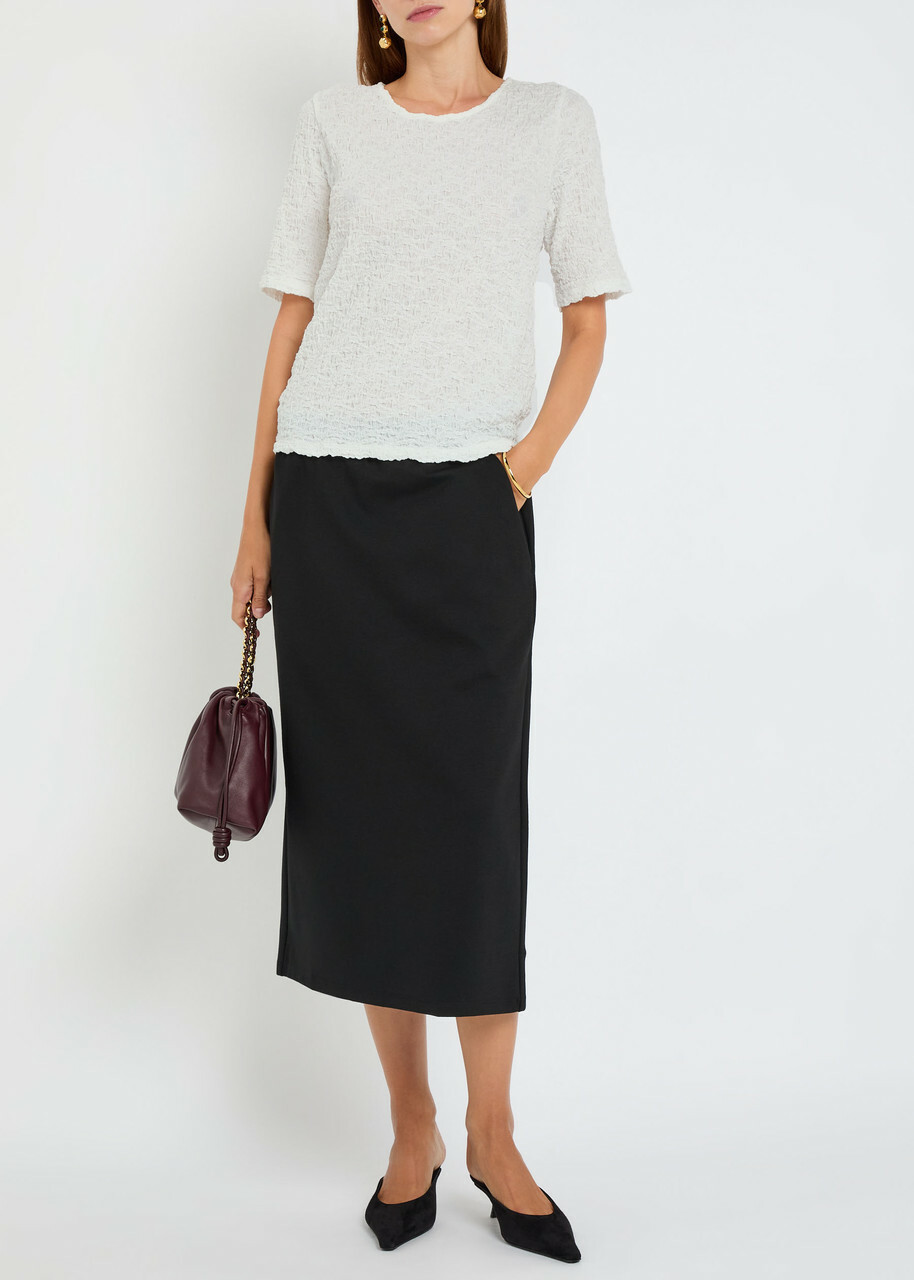 Eileen Fisher Textured Fine-knit T-shirt Ivory