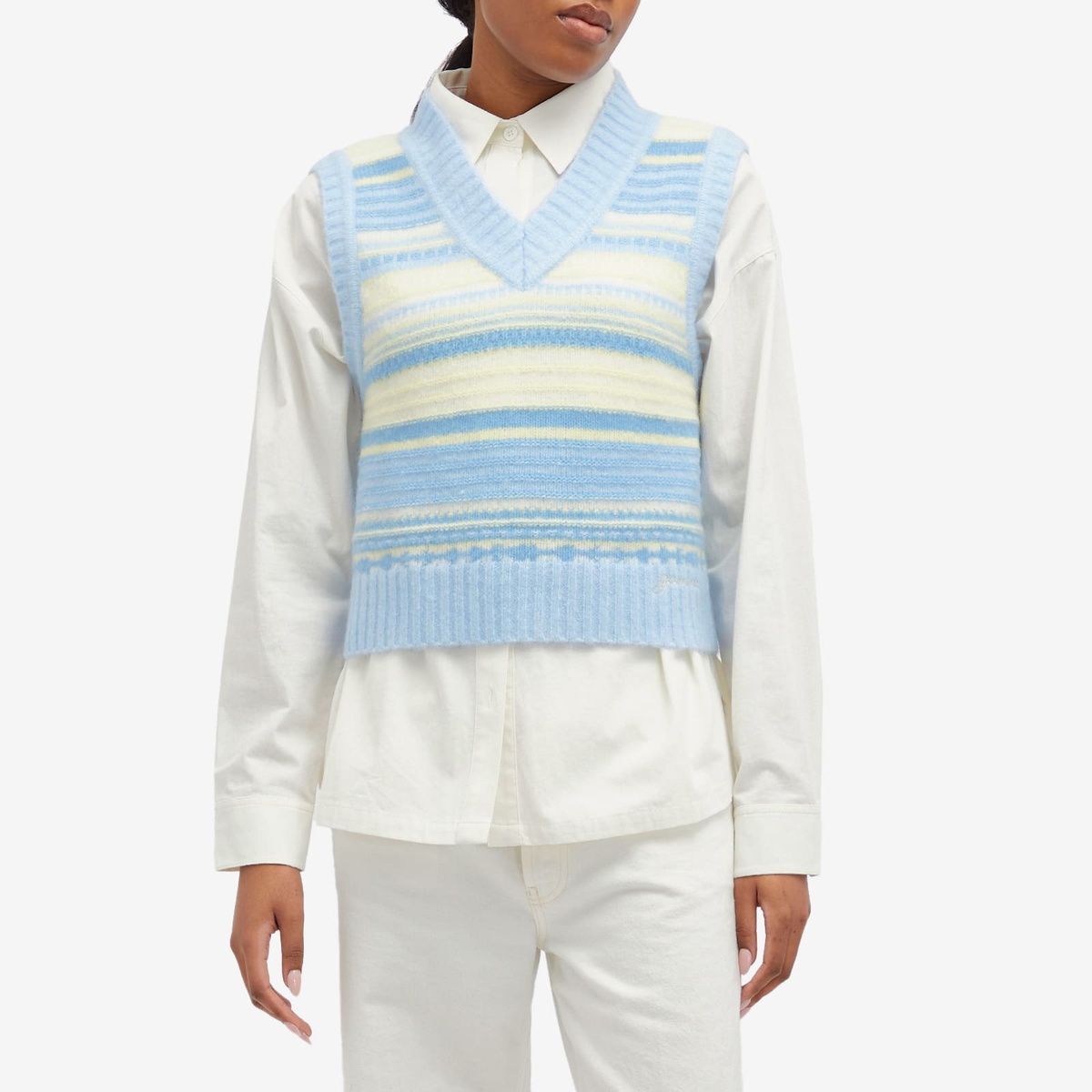 GANNI Women's Stripe Vest in Skyway GANNI