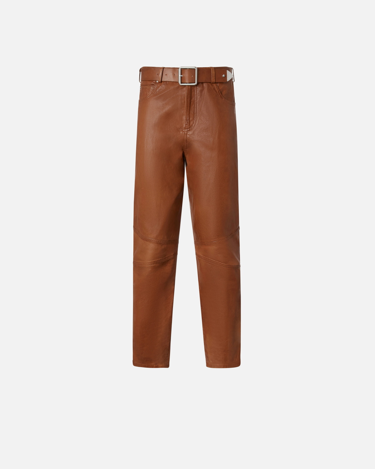 Pinko Leather Trousers With Belt Warm Bronze