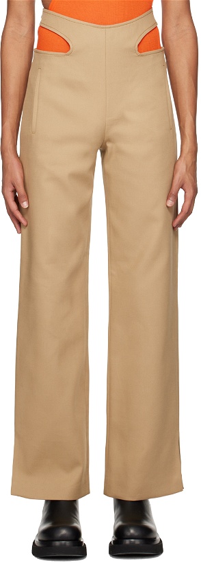 Photo: Dion Lee Khaki Y-Front Buckle Trousers