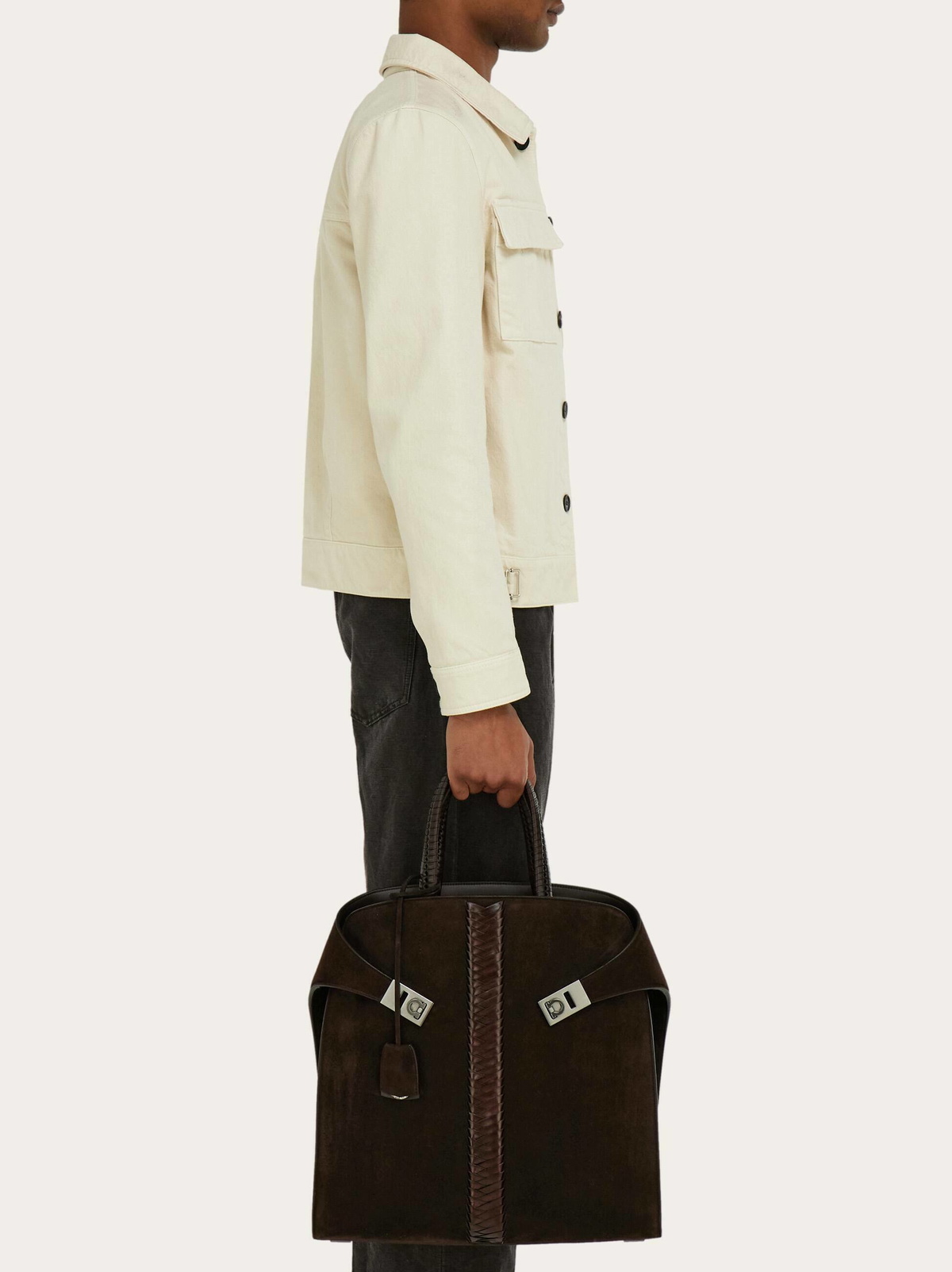 Ferragamo Mens Hug tote bag in Brown