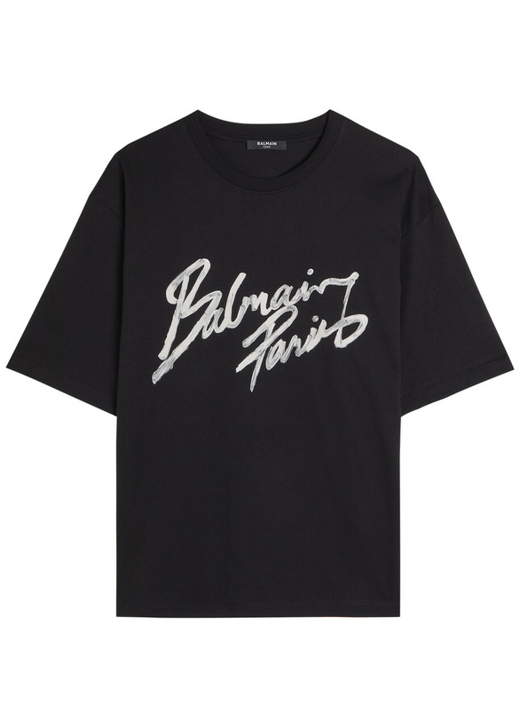 Photo: Balmain Logo-print Cotton T-shirt Black And White
