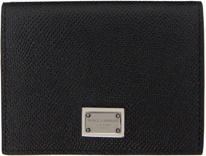Dolce&Gabbana Black Calfskin Branded Plate Card Holder