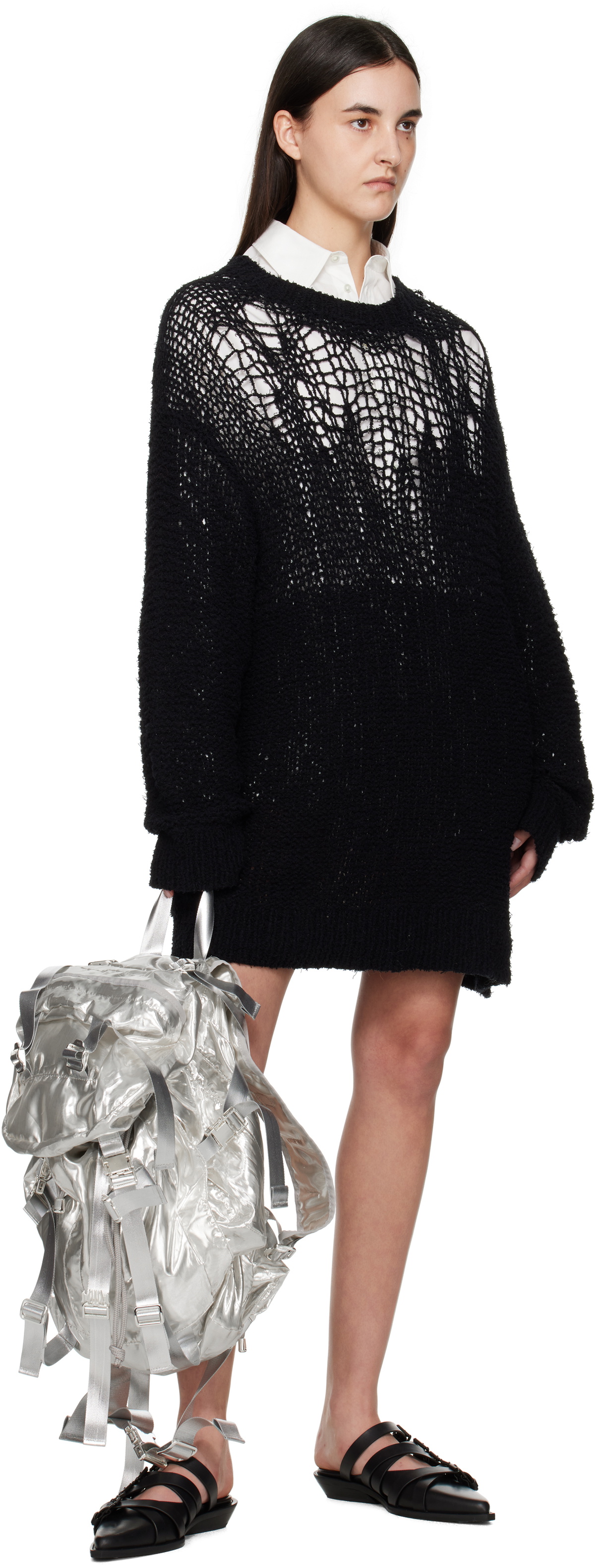 Junya Watanabe Silver Polyester Glitter Organdy Backpack