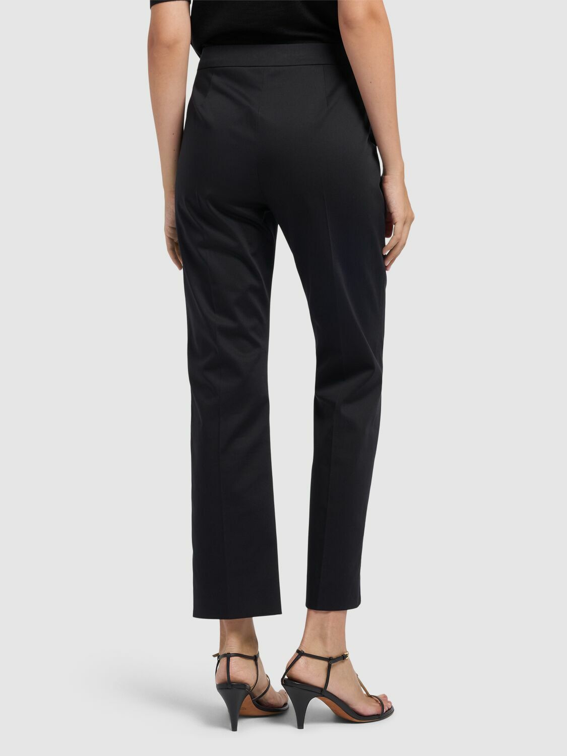 MAX MARA Okra Cotton Blend Satin Straight Pants Max Mara