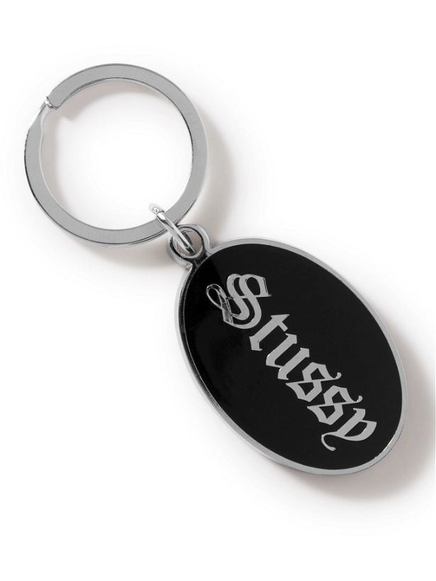 Photo: Stussy - O.E Logo-Print Silver-Tone and Enamel Keyring
