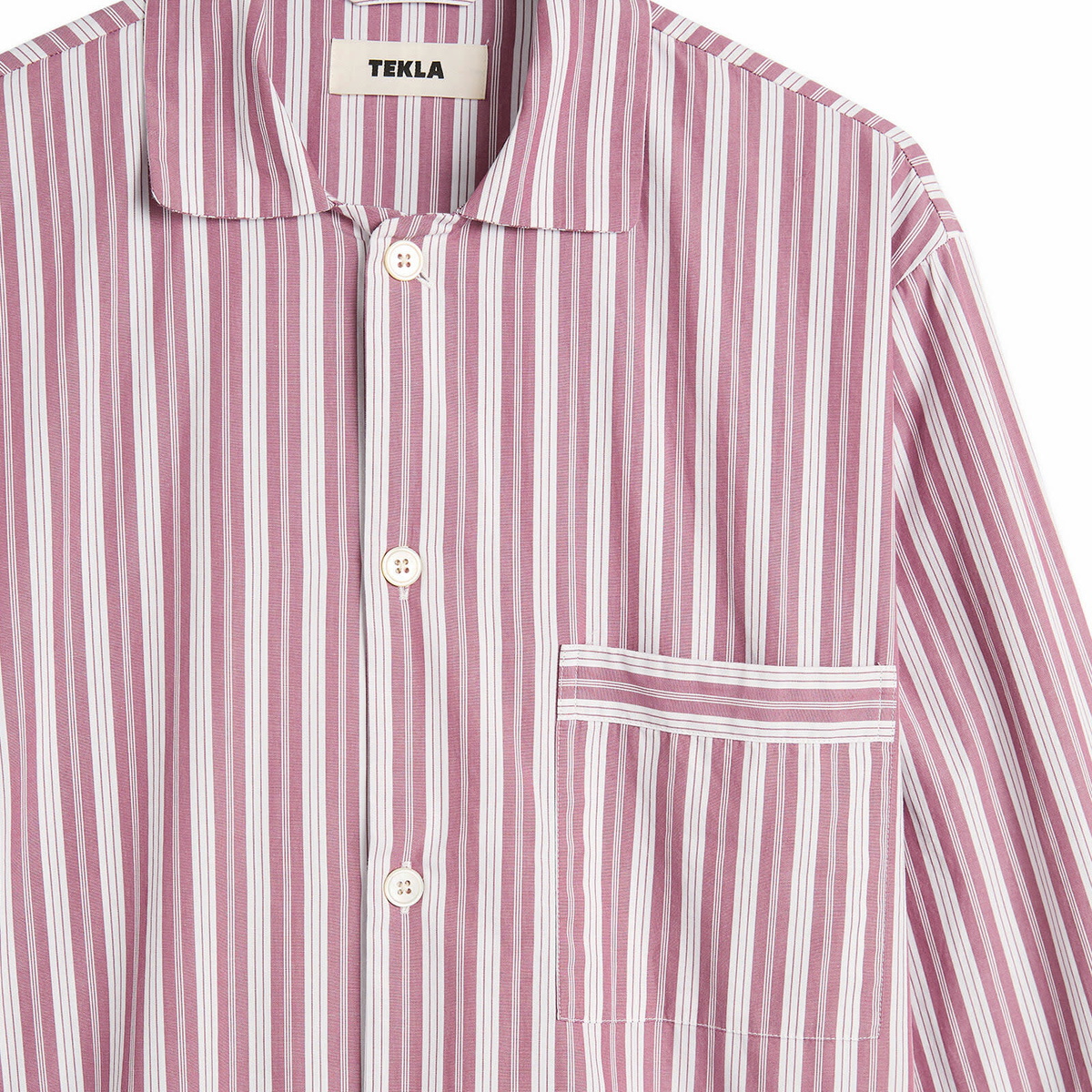 Tekla Fabrics Sleep Shirt in Rhubarb Stripes