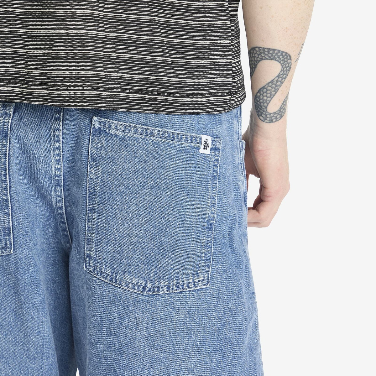 Edwin Men's Denim Worker Shorts in Blue light stone washed