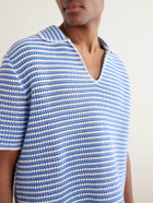 Orlebar Brown - Batten Striped Open-Knit Cotton Polo Shirt - Blue