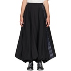 Y-3 Black Gradient 3-Stripes Nylon Balloon Midi Skirt