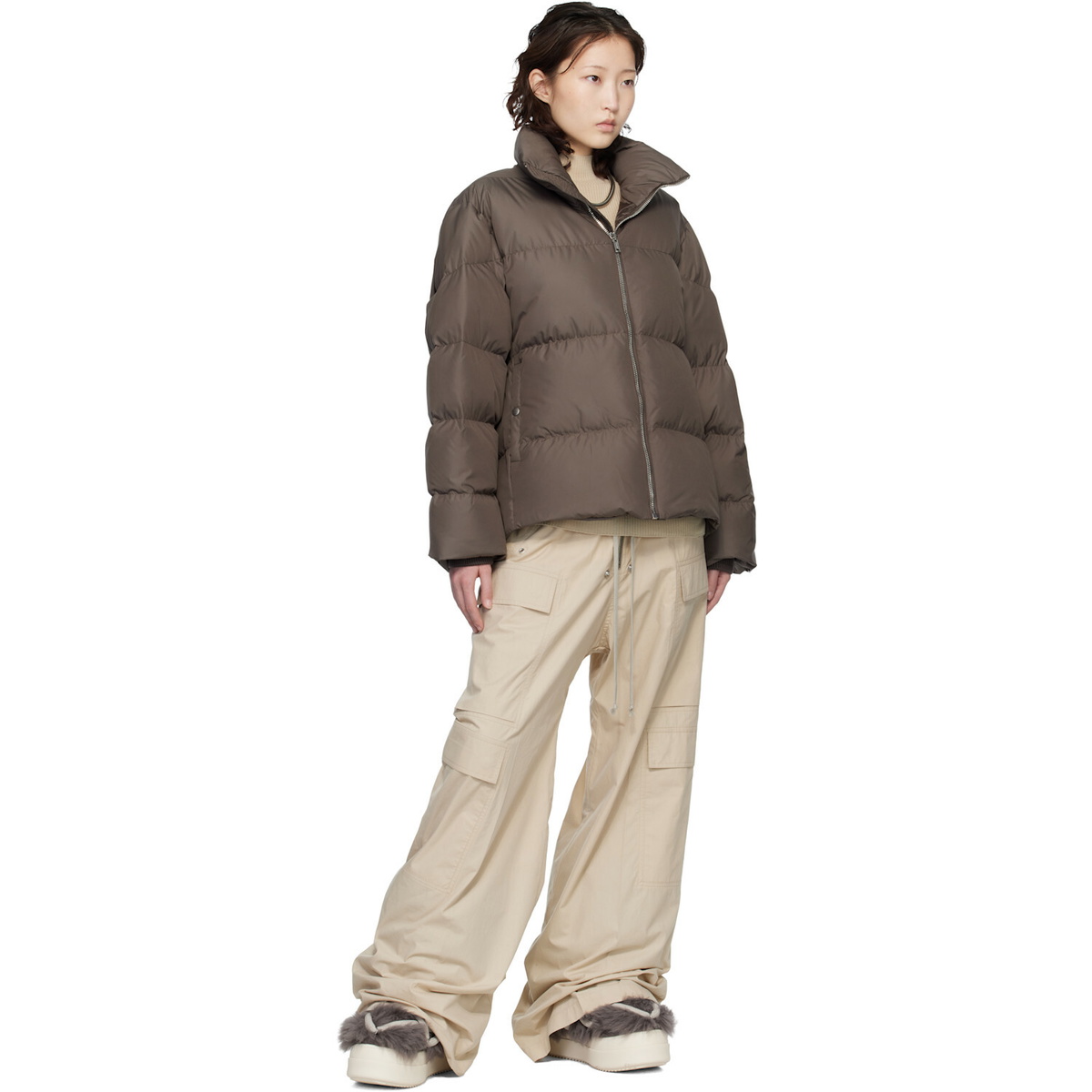 Rick Owens Moncler + Rick Owens Taupe Cyclopic Down Jacket