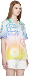 Casablanca Multicolor Halftone Logo Short Sleeve Silk Shirt