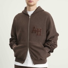 ANNIE HOOD Men's Inside Out College Zip Hoodie in Washed Brown