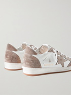 Golden Goose - Ballstar Distressed Leather and Suede Sneakers - White