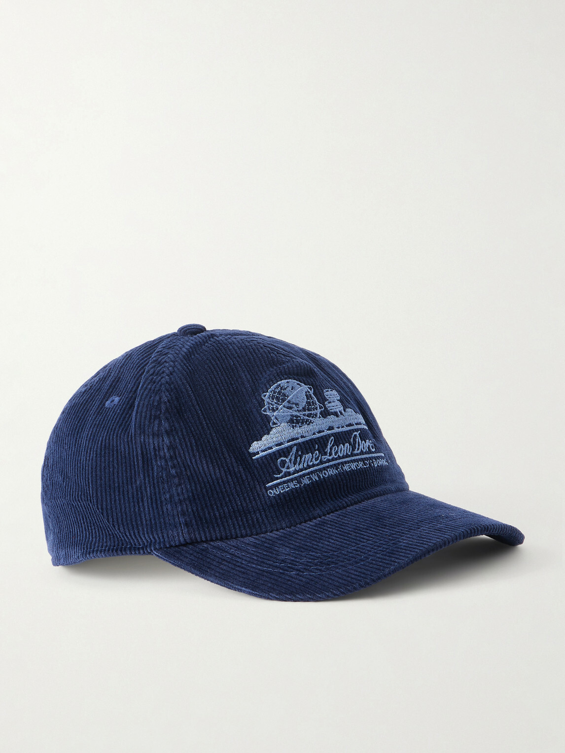 Aimé Leon Dore - Unisphere Embroidered Cotton-Blend Corduroy Baseball Cap - Blue