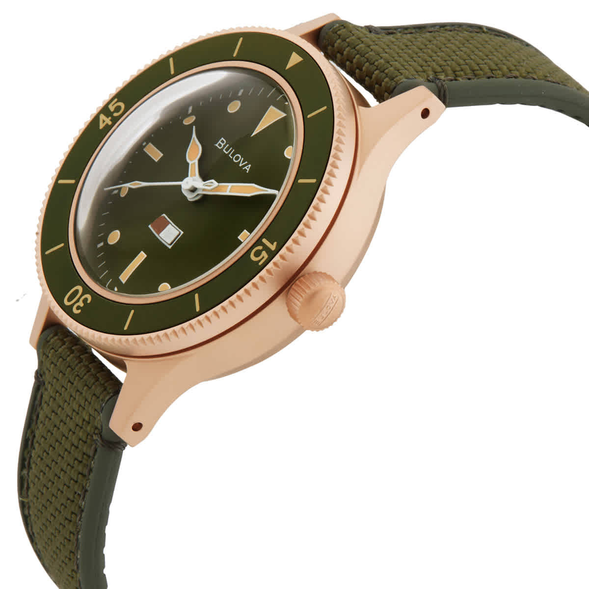 Bulova Mil Ships 150th Anniversary Special Edition Automatic Green Dial Watch 98A324