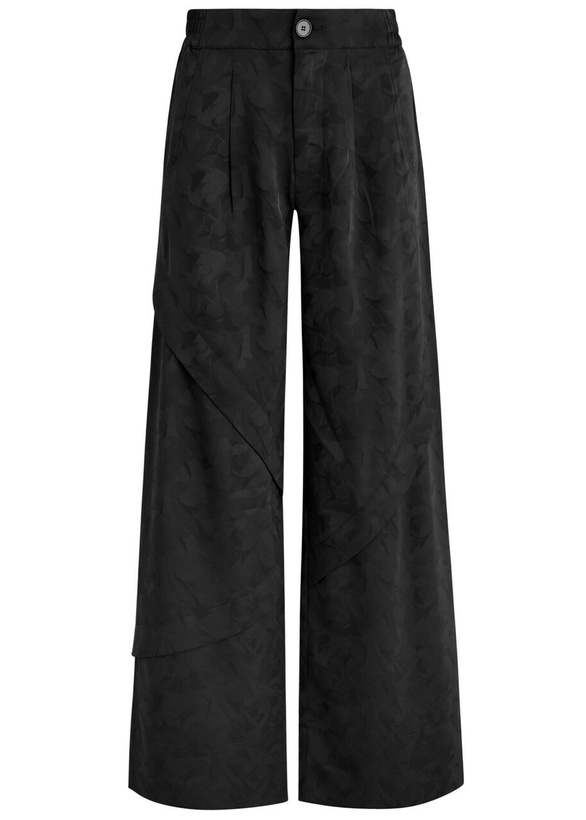 Photo: High Borderline Floral-jacquard Trousers Black