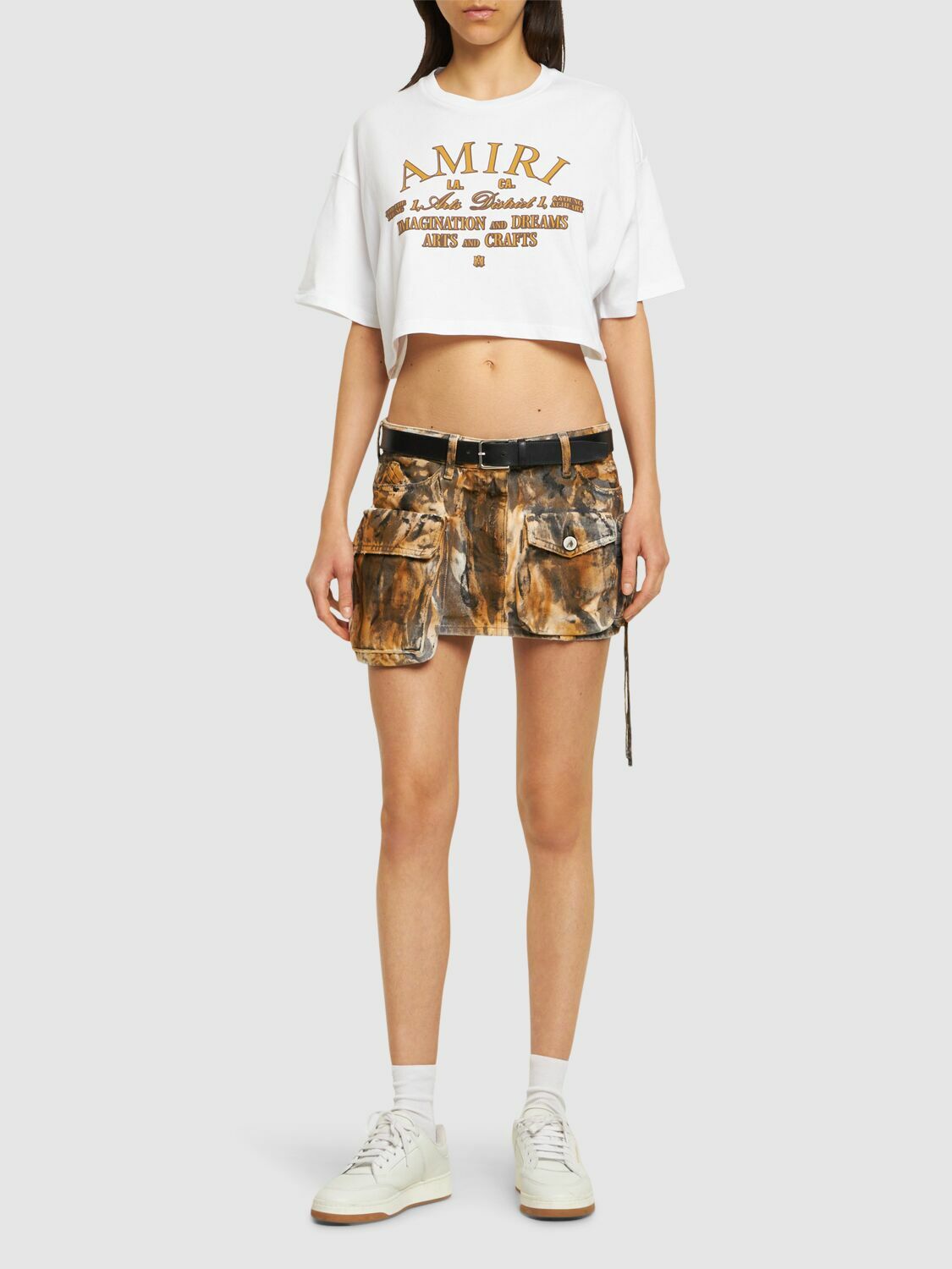 AMIRI - Logo Print Cotton Jersey Crop T-shirt Amiri