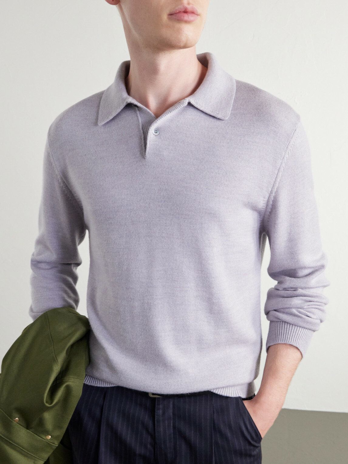 Mr P. - Merino Wool Polo Shirt - Gray