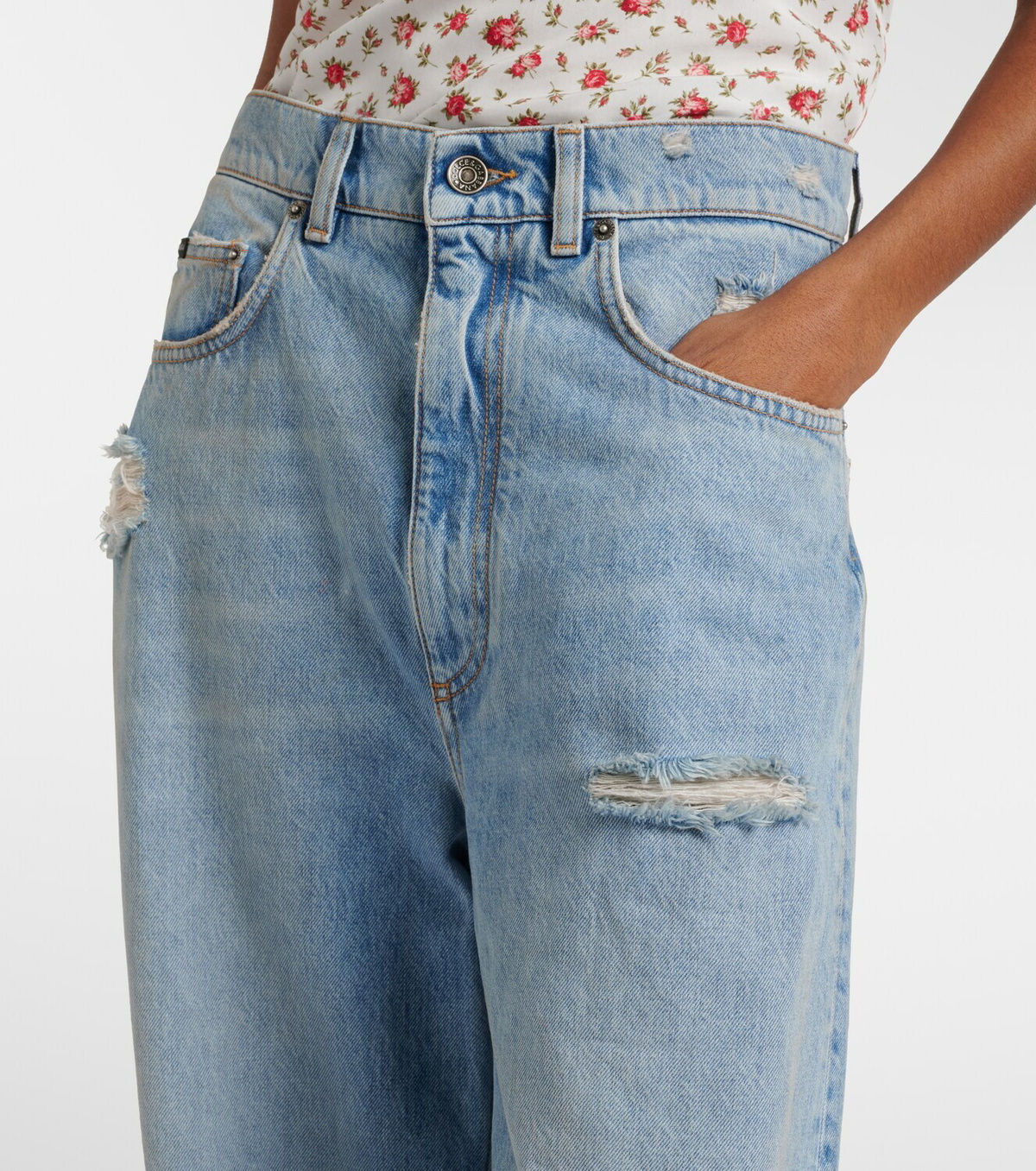 Dolce&Gabbana Distressed wide-leg jeans