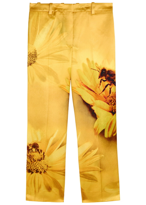 Photo: Tory Burch Printed Satin Trousers Yellow