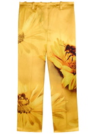Tory Burch Printed Satin Trousers Yellow