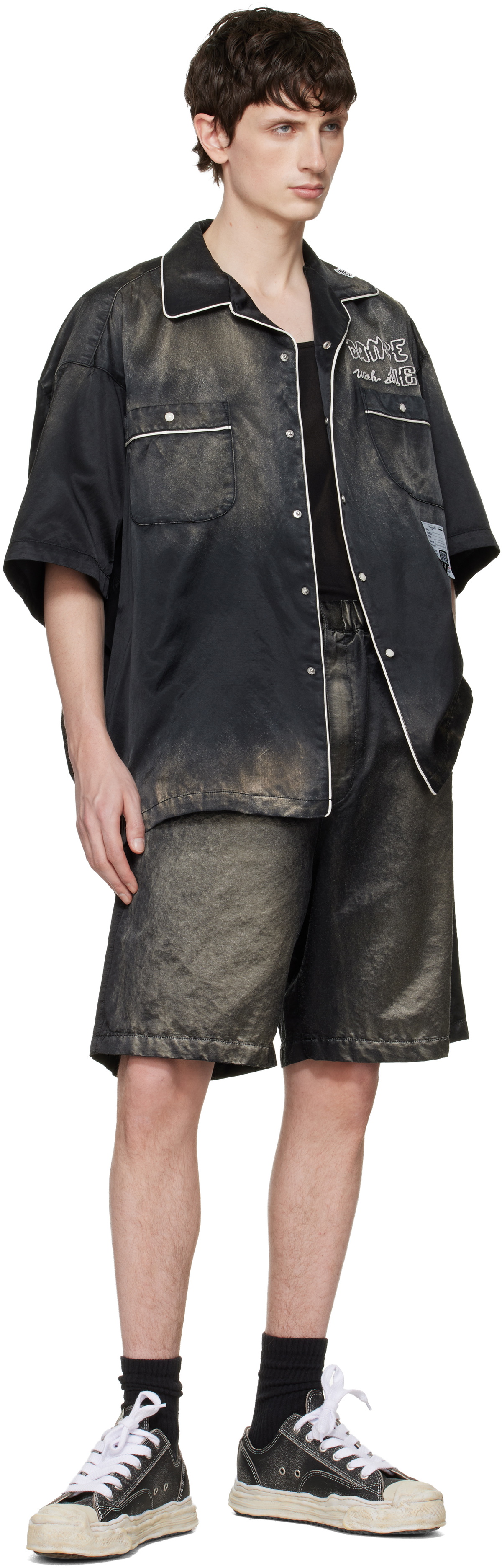 Maison MIHARA YASUHIRO Black 'Hank' OG Sole Shrink Leather Low-Top Sneakers