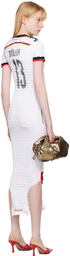 Conner Ives White Shirred Midi Dress